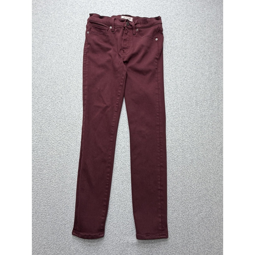 Madewell 9 High Rise Skinny Jeans Womens 26‎ Burgundy Red Stretch Denim 26x28.5